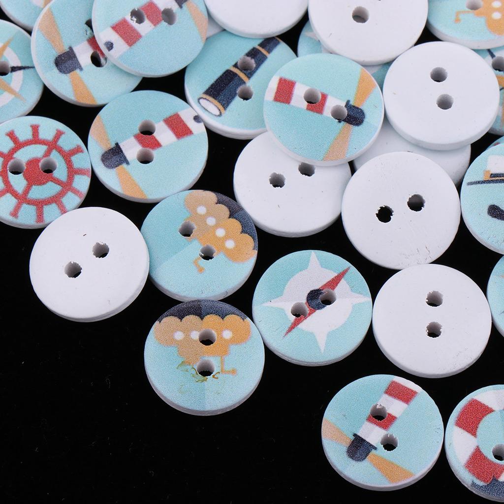 50 Cái Tranh Vòng Nút Gỗ Handmade Thủ Công DIY Dán Trang Trí