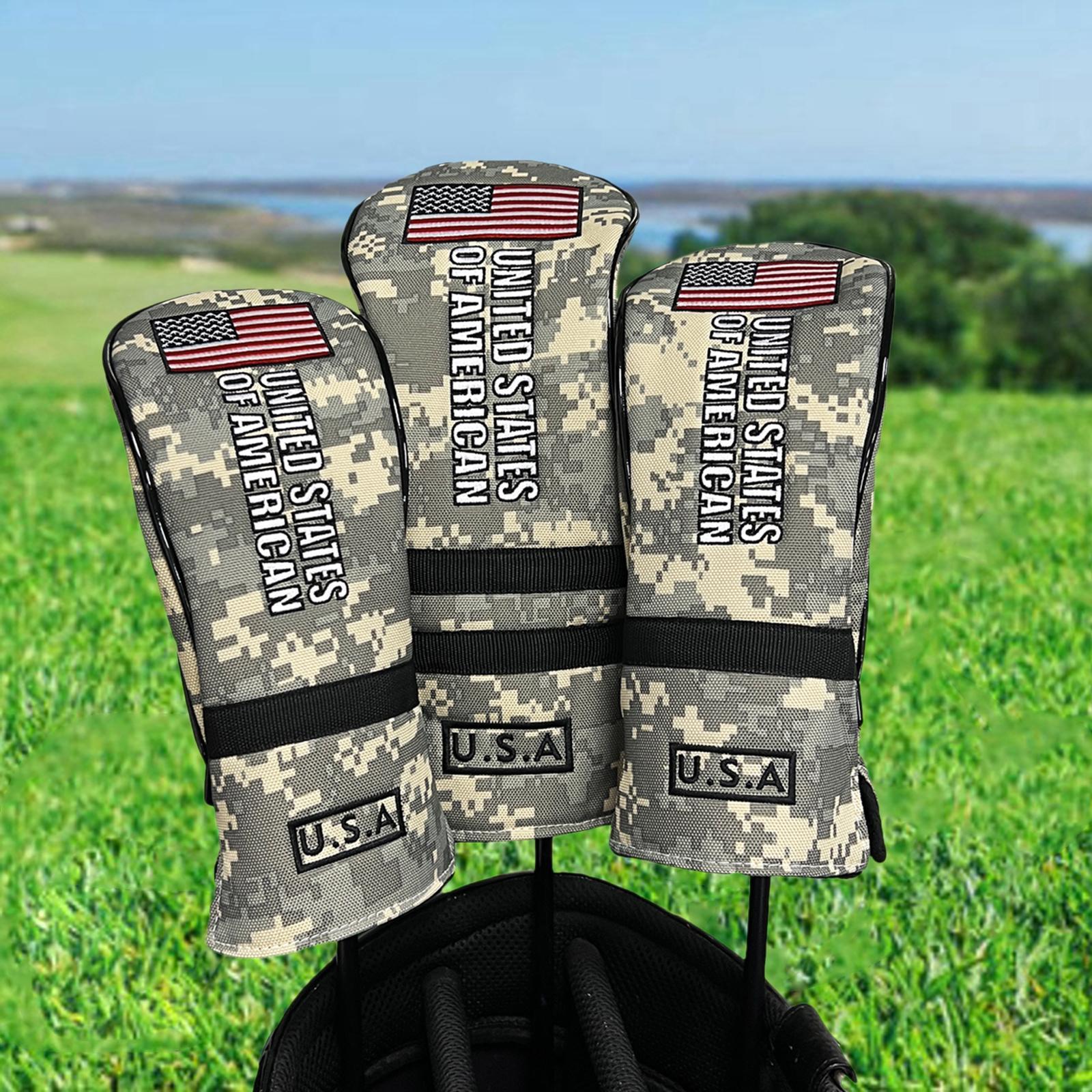 3 Pieces Golf Club Covers with No. Tags Water Resistant Golf Wood Headcover