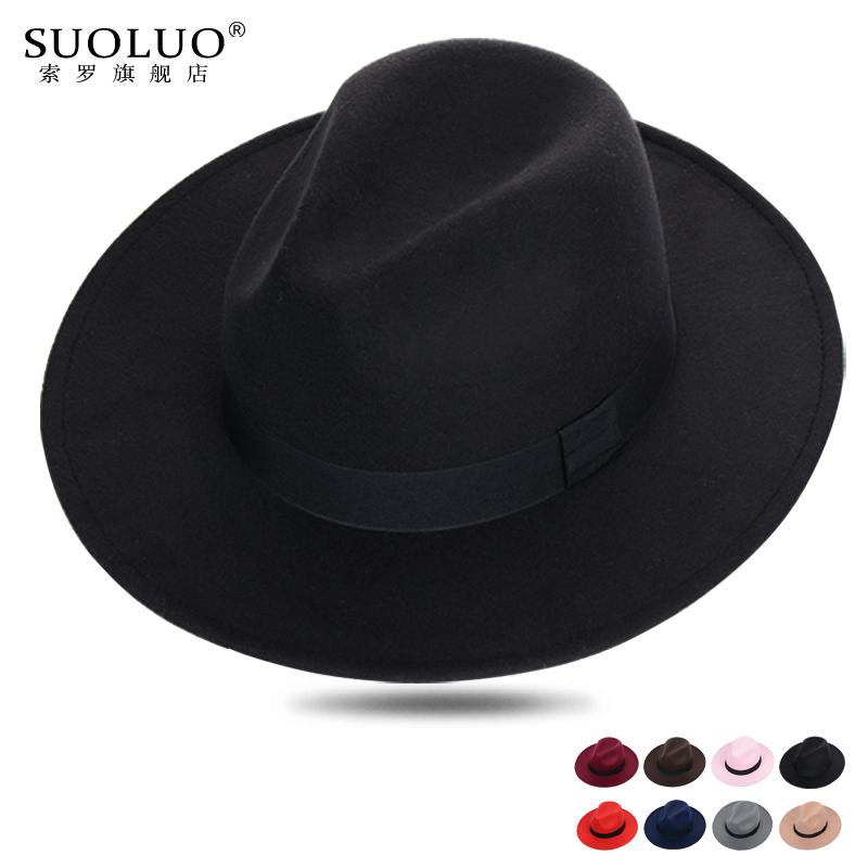 Cha Mẹ Nón Rộng Vành Thu Đông Thời Trang Nữ Mũ Jazz Bộ Đội Mùa Đông Nón Fedora Dành Cho Người Đàn Ông Mũ Len Thời Trang Chapeau femme Đen Nón