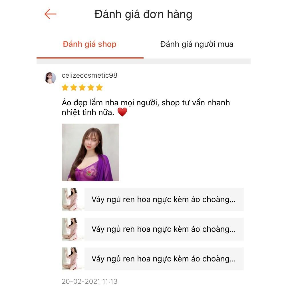 Váy ngủ ren hoa ngực kèm áo choàng ngủ quyến rũ