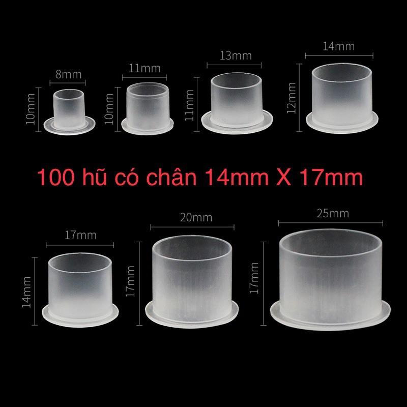 100 hũ mực có chân đế 14mm X 17mm