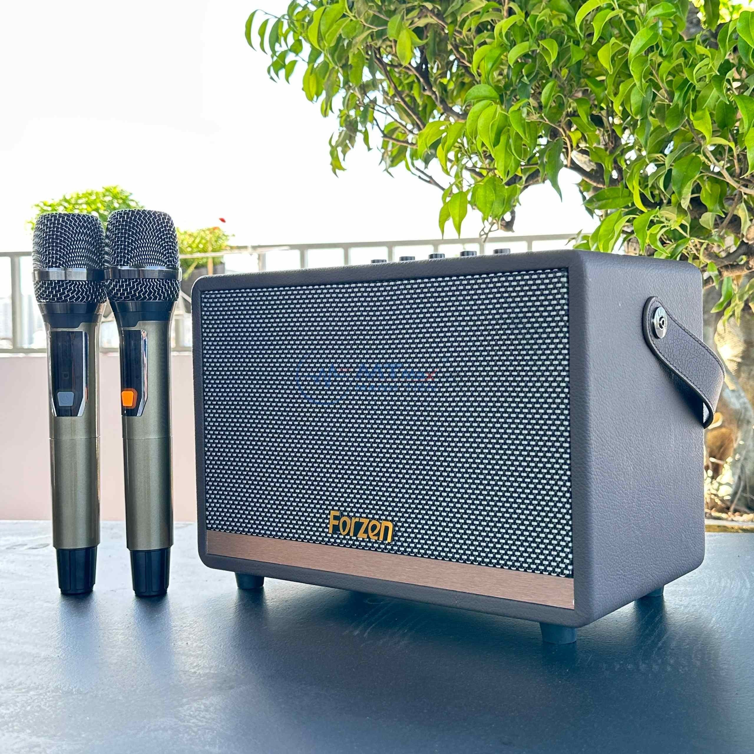 Loa Di Động Karaoke Forzen Q5 - Âm Thanh Chắc Bass Ấm Kèm 2 Micro Cao Cấp Hàng chính hãng