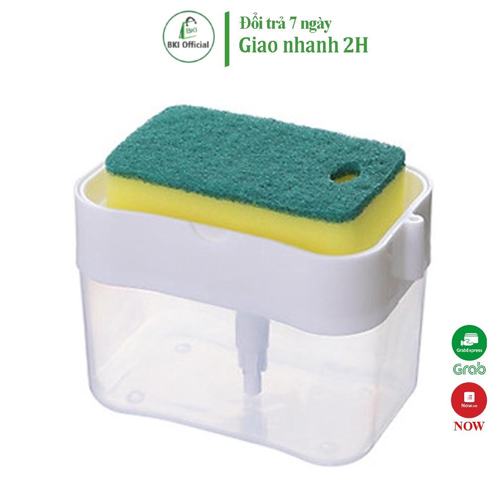 Hộp Đựng Nước Rửa Chén Tự Động Tạo Bọt 2 in 1 Tiện Lợi, Hộp Đựng Nước Rửa Chén Tạo Bọt Tặng Kèm Miếng Bọt Biển