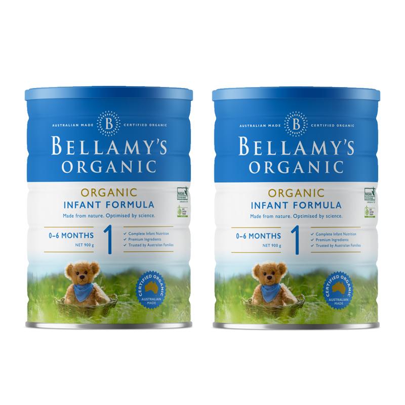 2 Lon Sữa Bột Bellamy's Organic Số 1 (900g)