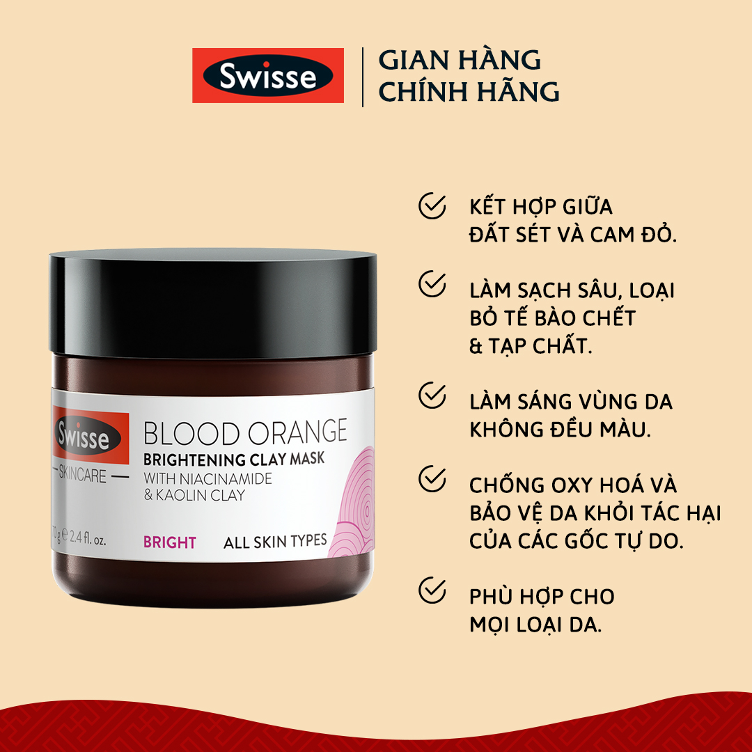 Mặt Nạ Đất Sét Cao Lanh Swisse Skincare Blood Orange Clay Mask 70g