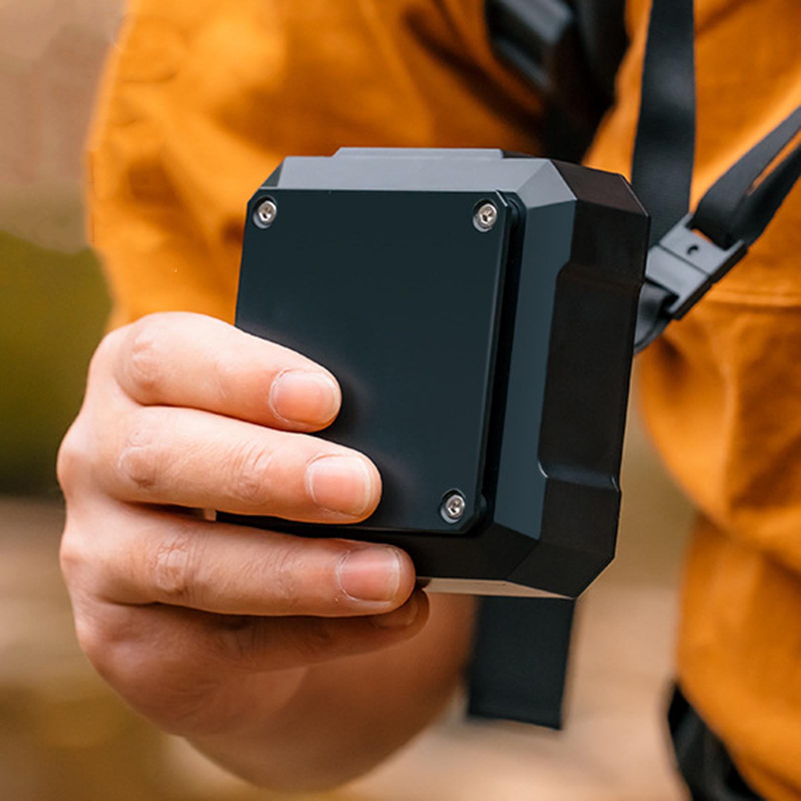 Portable Waist Fan USB Output Ports Wearable Fan with Lanyard Black