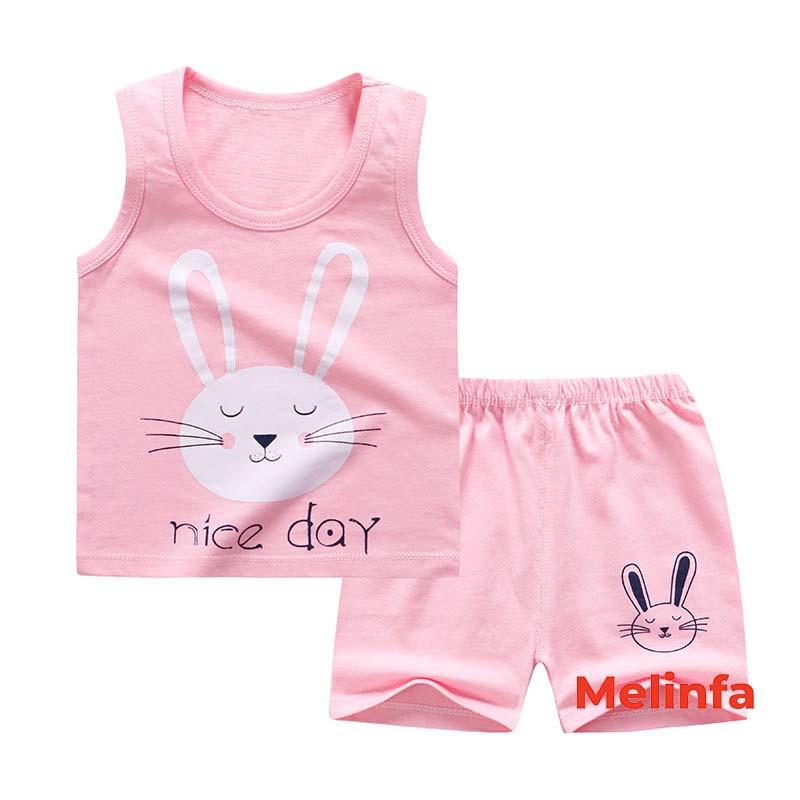 Bộ quần áo ba lỗ trẻ em, bộ cotton trẻ em bé trai và bé gái ba lỗ quần short mã VABD0129