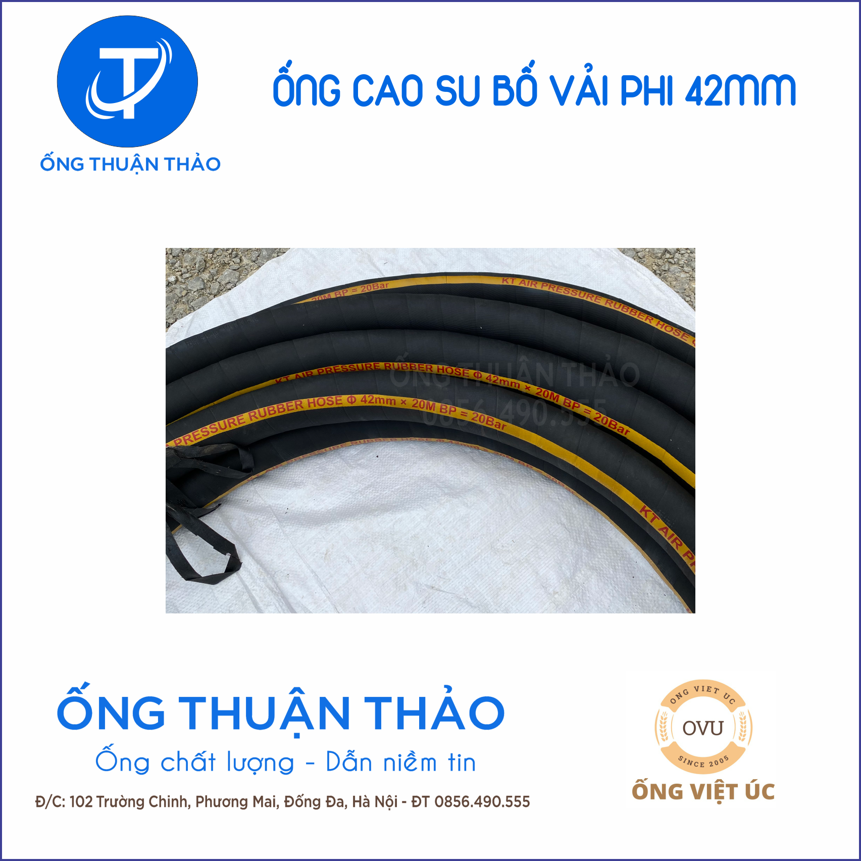 Ống Cao Su Bố Vải Phi 42mm CUỘN 20 MÉT- Hàng Nhập Khẩu - Ống Thuận Thảo
