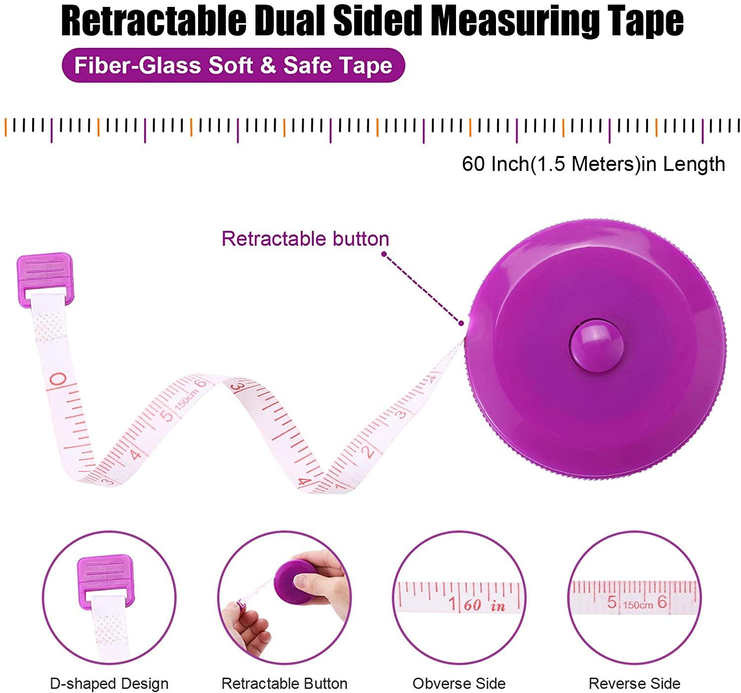 Cuộn thước dây 150cm 60Inch mềm mại thu lại được vỏ có nút bấm dùng để đo vải may đồ và lấy số đo cơ thể