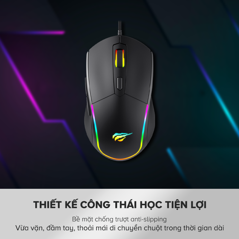 Chuột Gaming HAVIT M79, Đèn RGB, Tích Hợp 6 Nút Điều Chỉnh + 4 Chế Độ DPI, Tuổi Thọ 5tr Lần Nhấn - Hàng Chính Hãng