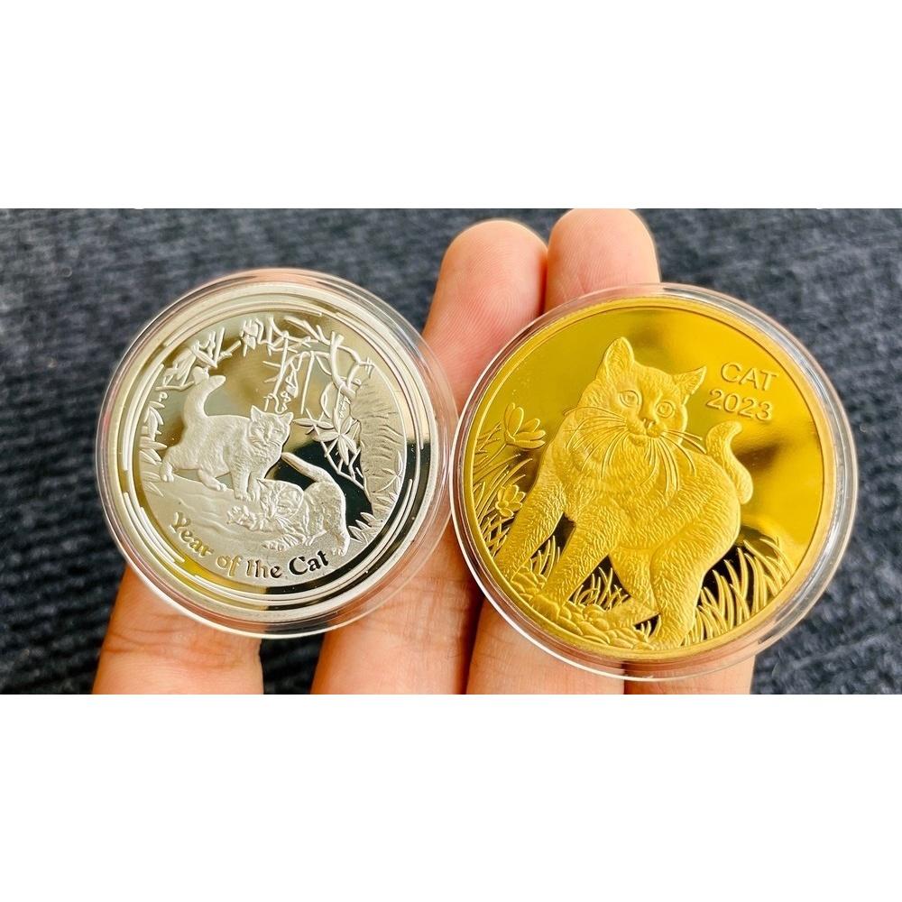 Đồng Xu Hình Con Mèo Úc Quà Tặng Tết 2023 - túi gấm đỏ tặng kèm sang trọng