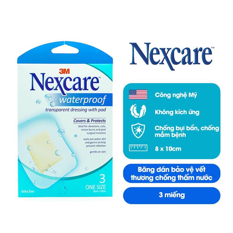 Băng dán bảo vệ vết thương có gạc vô trùng Nexcare 3M 8x10cm hộp 3 miếng - Siêu dính, công nghệ keo tiệt trùng B100