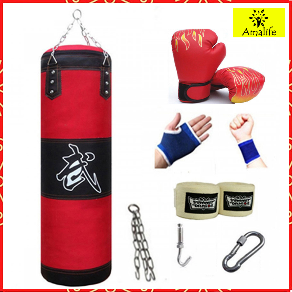 Vỏ Bao Cát Đấm Bốc 3 Lớp Cao Cấp – 8 Phụ kiện – Vỏ Bao Đấm Boxing Chính Hãng Amalife, Trụ Đấm Bốc Treo