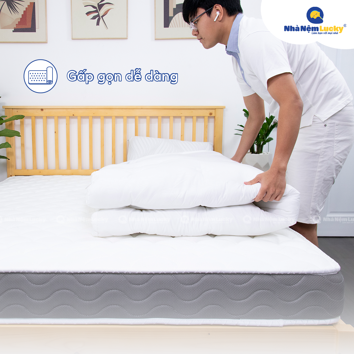 Nệm Topper Edena Deluxe - Topper MicroFiber - Tấm lót làm mềm, bảo vệ nệm - Dày 5cm - 6 Kích Thước