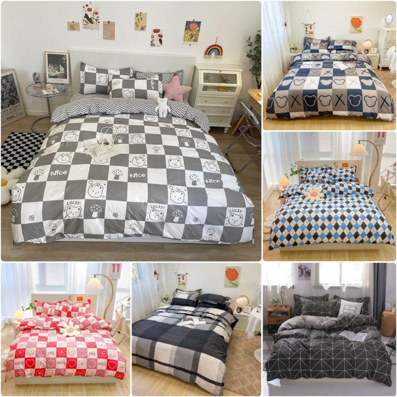 Bộ chăn ga gối bàn cờ Cotton Poly cao cấp LEEBedding, chăn ga Hàn Quốc, miễn phí bo chun drap ga giường theo yêu cầu