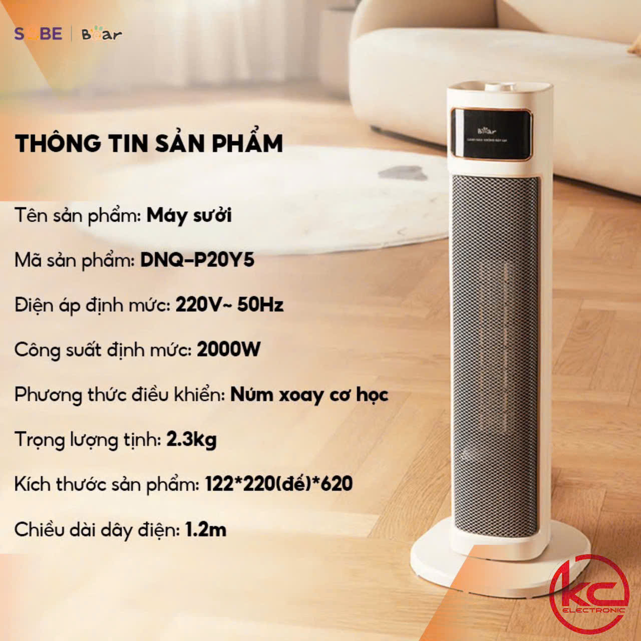 Máy sưởi Bear DNQ-P20Y5 Hàng chính hãng