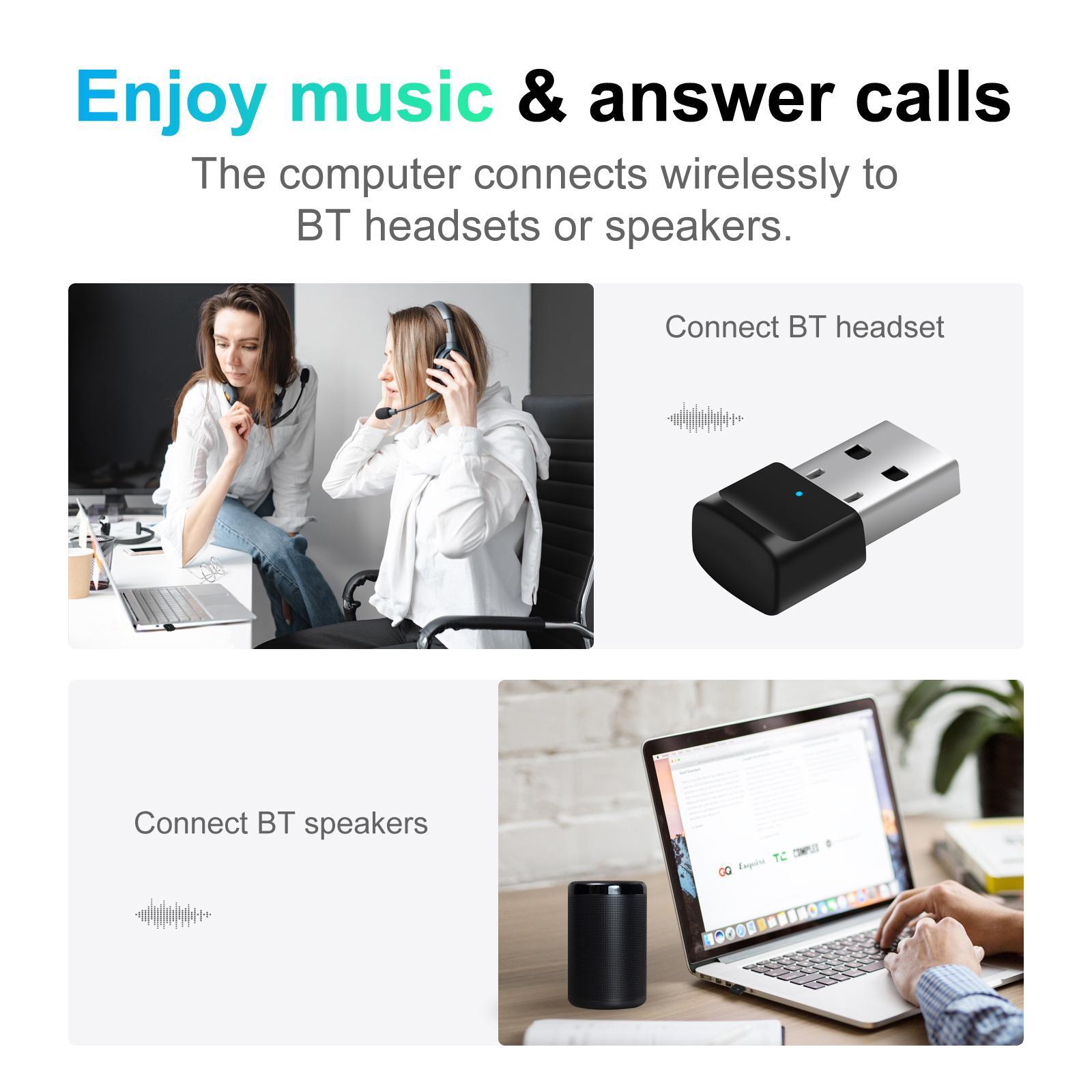 USB Bluetooth 5.0 Adapter  Receiver ,Long Range Wireless 2-In-1