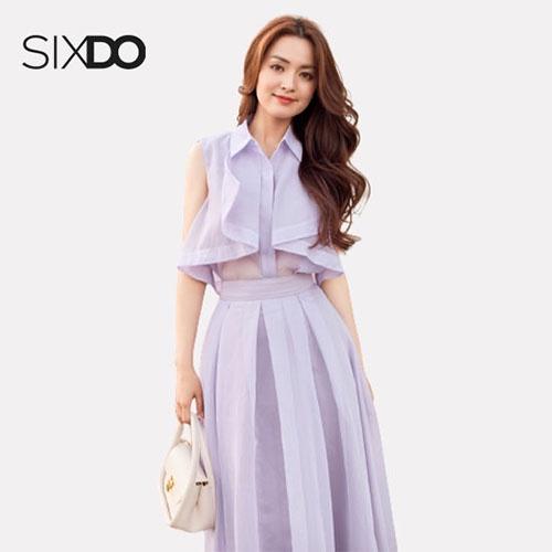 Áo sơ mi nữ tím tơ sát nách SIXDO