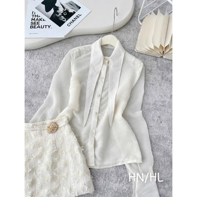 Set áo sơ mi chân váy,set đồ nữ sang chảnh,áo tơ chân váy dạ gơn phố sành điệu dễ thương by HL BY JOLIE - Be, Be