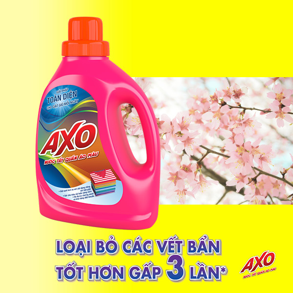 [Combo 4 TẶNG 2] 4 chai Nước tẩy quần áo màu đánh bay vết bẩn AXO 800ml đa dạng mùi hương
