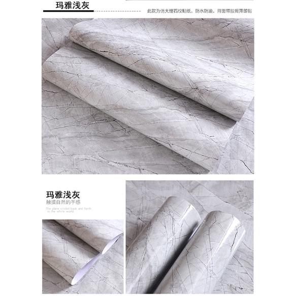 5M decal giả đá màu xám xước 3D sang chảnh keo sẵn khổ 60cm