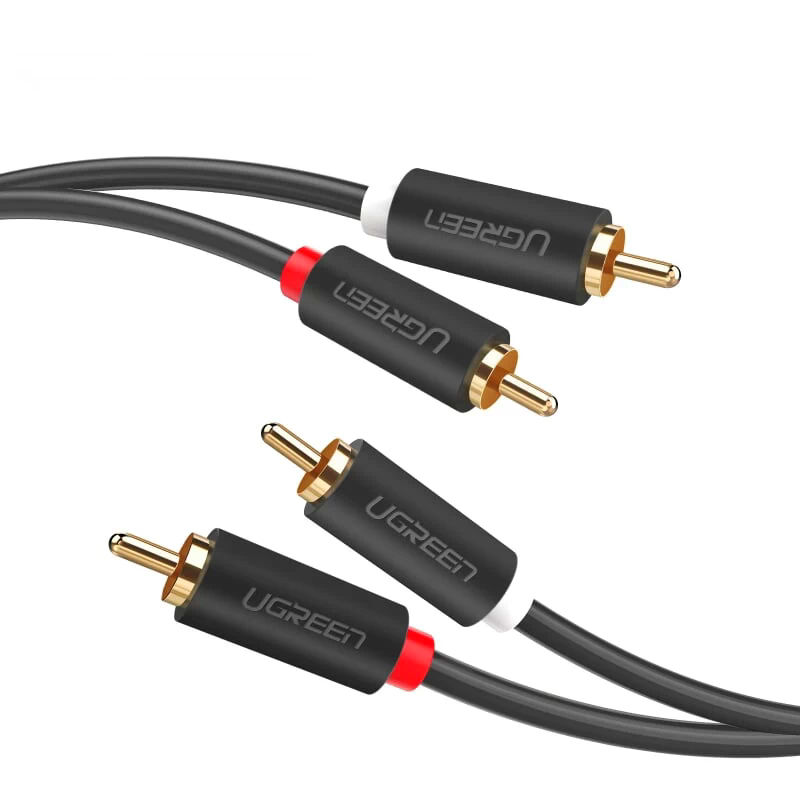 Cáp AV đầu hoa sen 2RCA đực sang 2RCA đực chuyển tín hiệu âm thanh từ Tivi, DVD, CD player... ra Loa, Amplifier dài 0.5m hãng UGREEN AV104 50285 - Hàng chính hãng