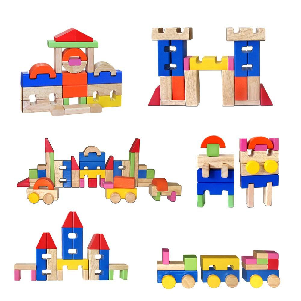 Đồ chơi gỗ Bộ xếp hình lâu đài | Winwintoys 66152 | Phát triển tư duy logic và màu sắc, hình học cơ bản