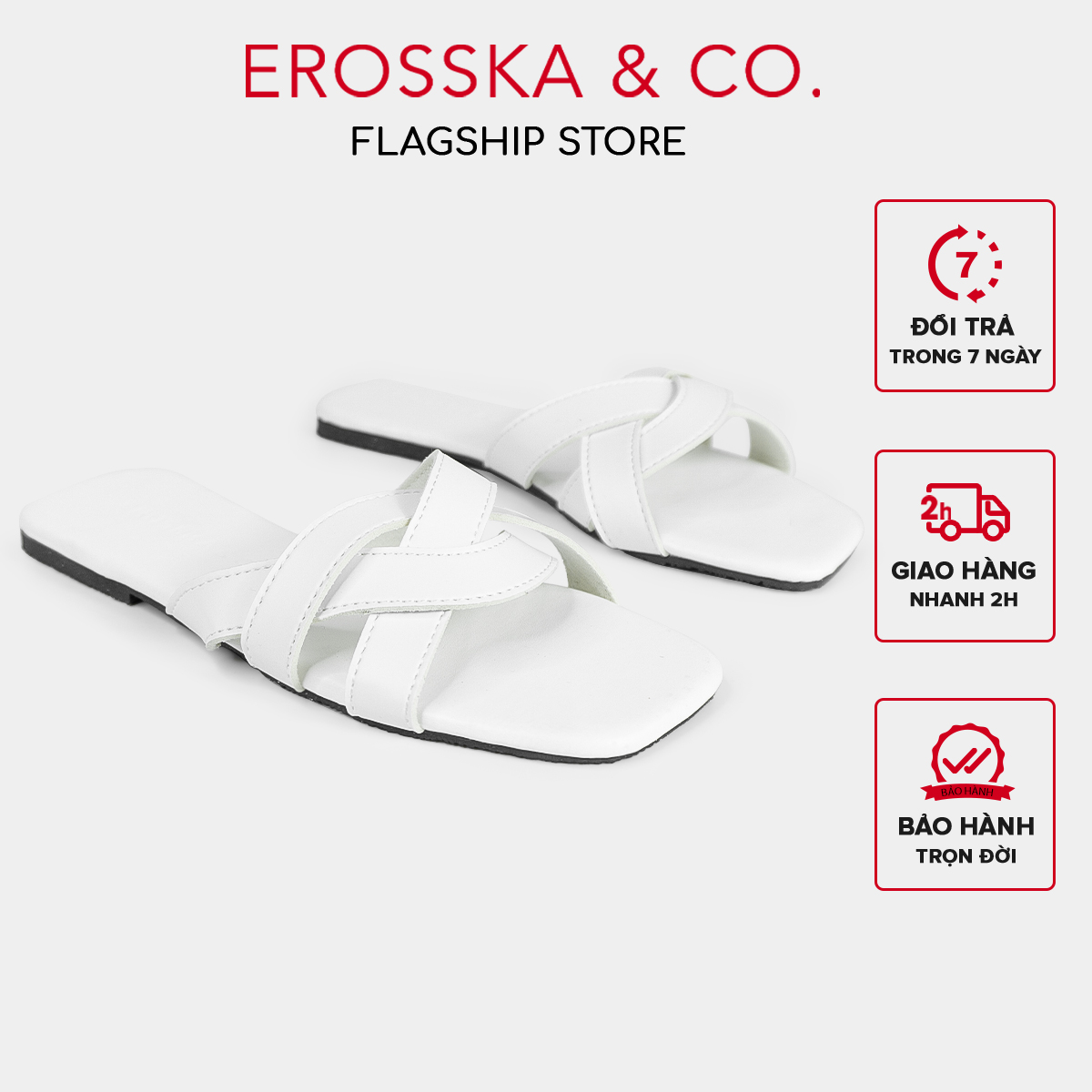 Dép đi biển thời trang Erosska 2021 đan chéo đế bệt DE047