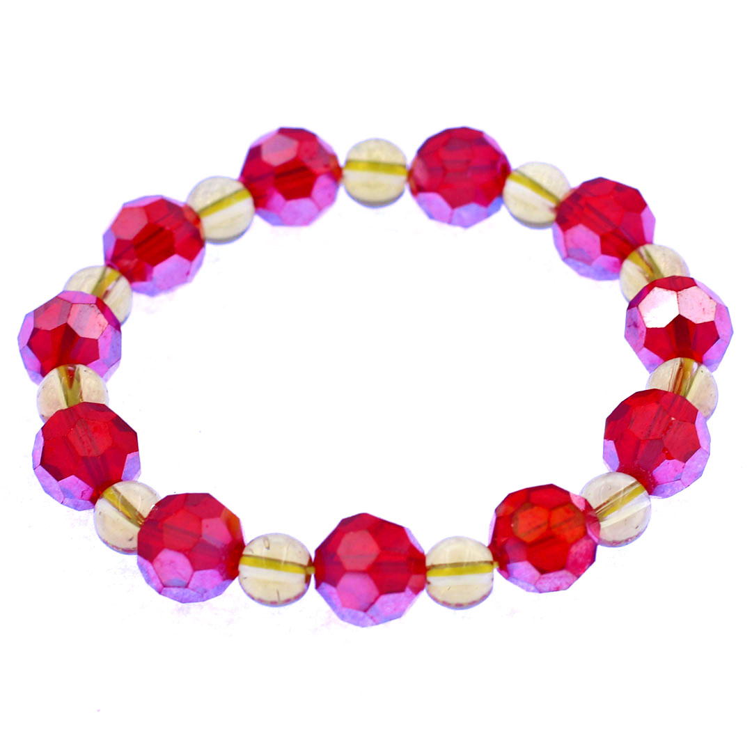 Vòng tay pha lê đỏ giác 10 ly pha lê vàng CTFLOGFLV10