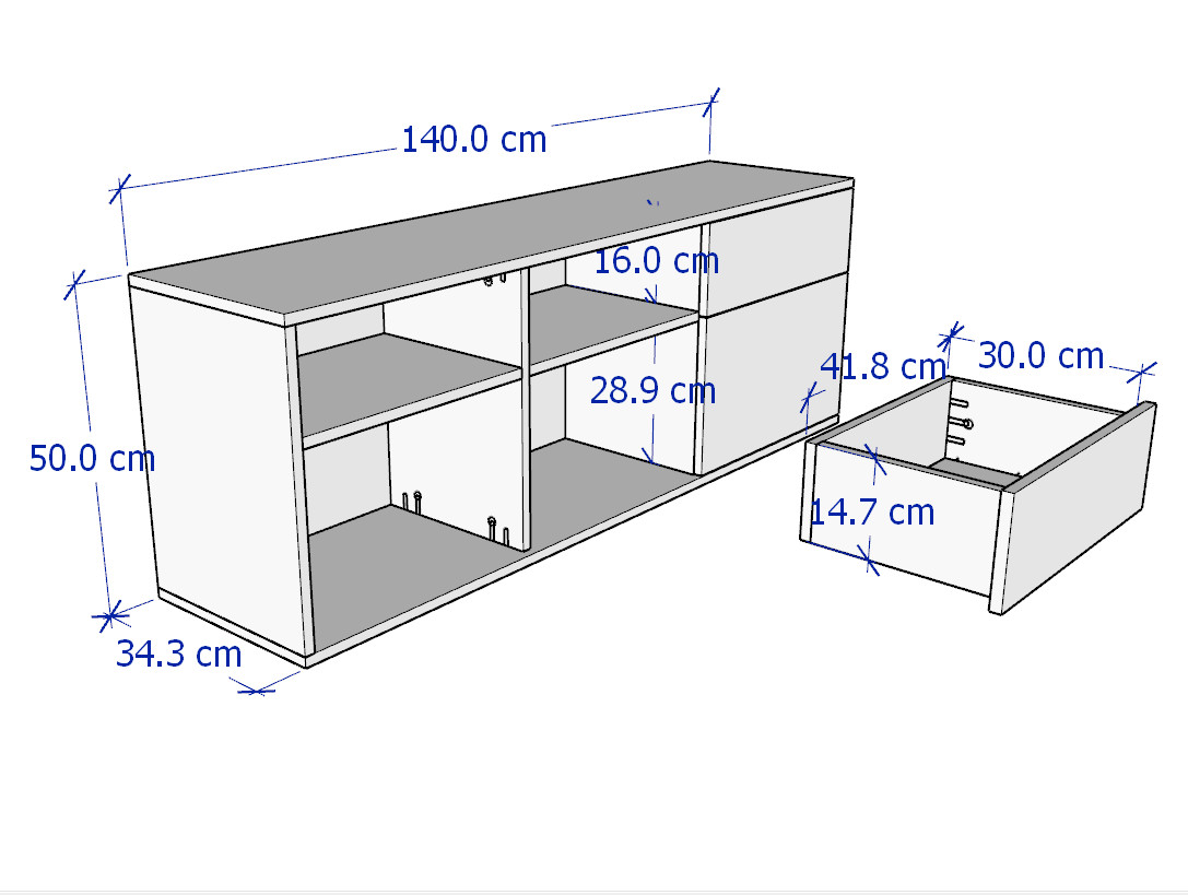 SOSIA, Kệ lưu trữ đồ dùng kết hợp kệ TV đa năng, Phong cách Bắc Âu, 140x34x50cm