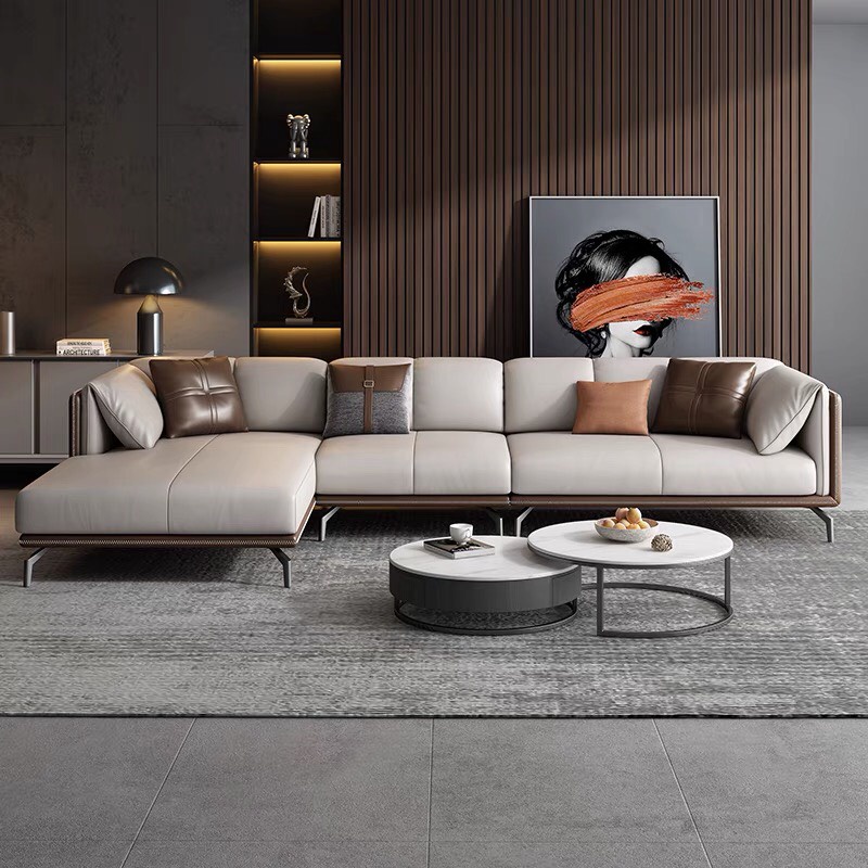 Ghế sofa góc L bọc da Adora