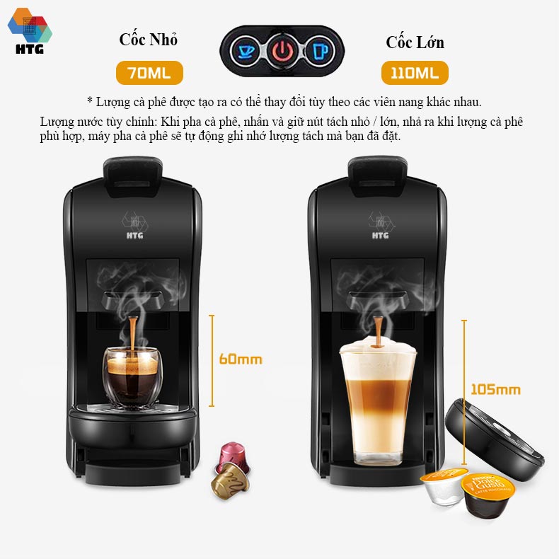 Máy pha cà phê viên nén Stelang ST504 3 trong 1, dùng được cà phê bột và Dolce Gusto, Nespresso, áp suất 19 bar hàng chính hãng