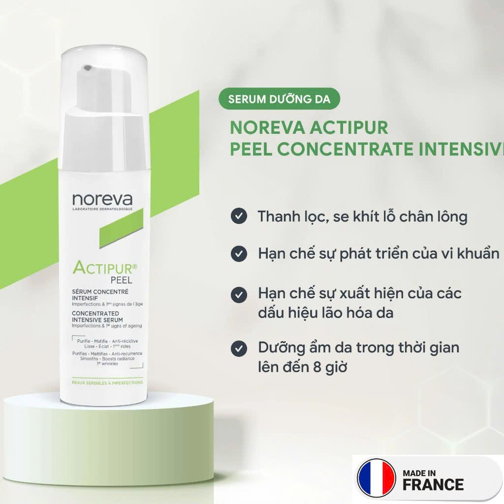 Serum Cấp Ẩm, Kiềm Dầu, Giảm Mụn Và Trẻ Hoá Da Noreva Actipur Peel Concentrated 30ML