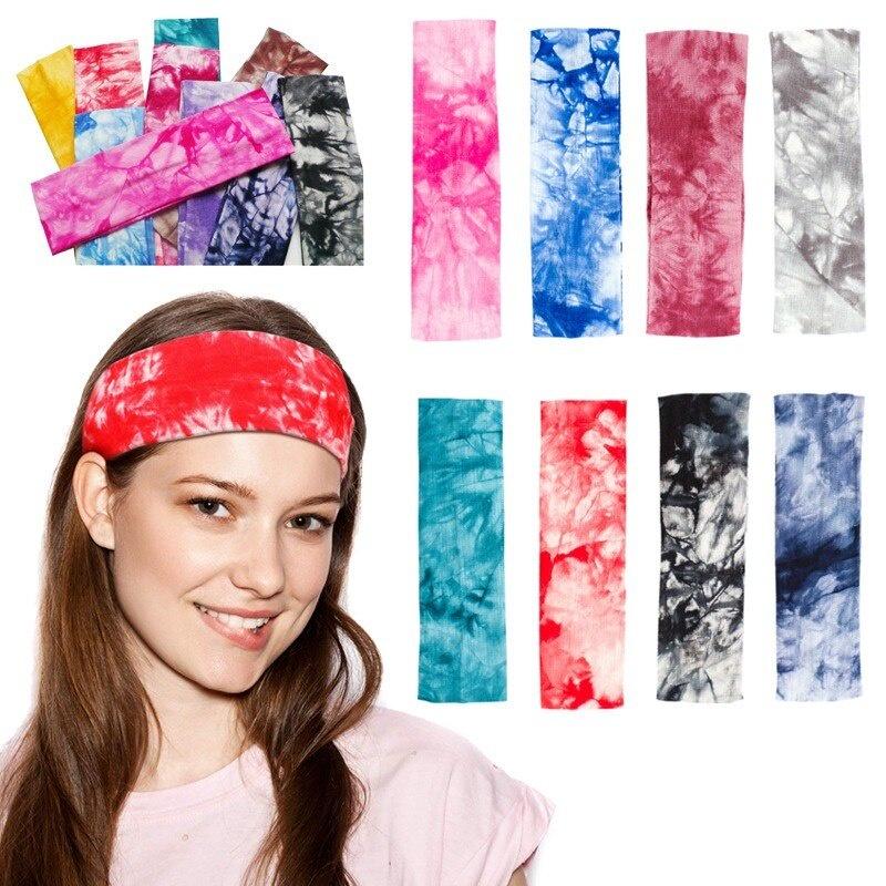 Sport Yoga Hair Bands Women Men Tie-dye Color Sports Sweat-absorbent Elastic Summer Cotton Soft Turban Headband Hairbands