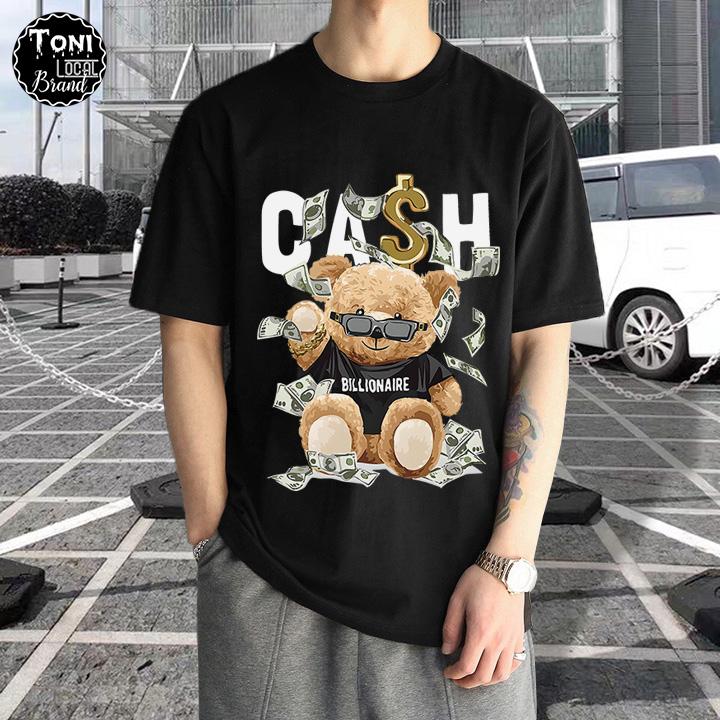 Áo Thun Tay Lỡ Local Brand CASH BEAR Cotton 100 form rộng nam nữ Unisex