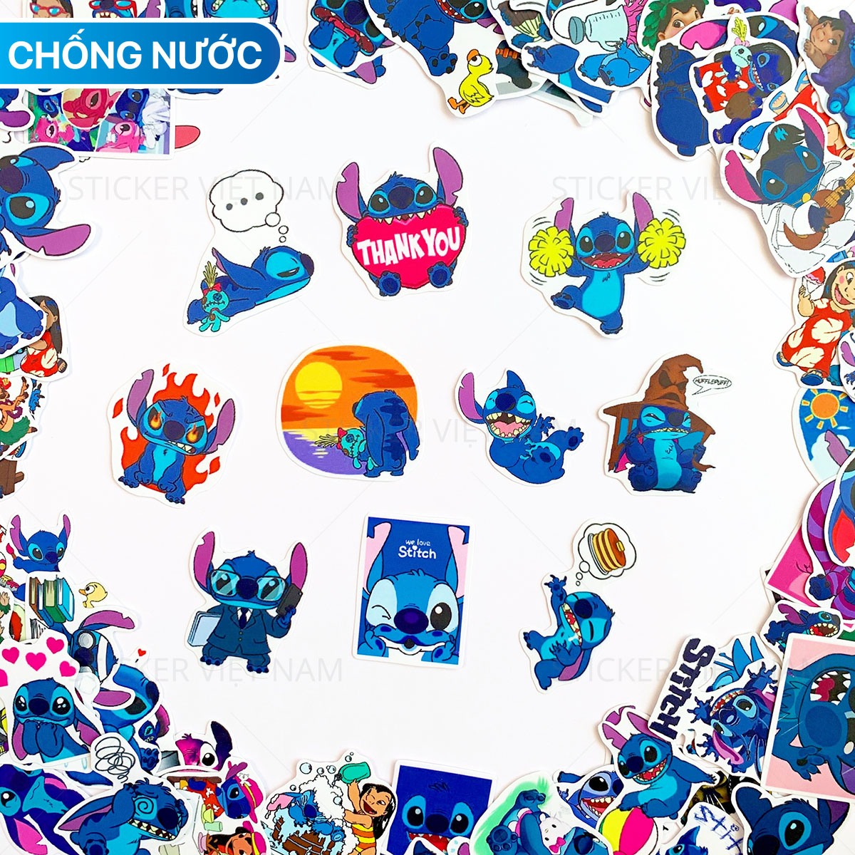 Sticker  STITCH Lilo - Dán Trang Trí - Chất Liệu PVC Cán Màng Chất Lượng Cao Chống Nước, Chống Nắng, Không Bong Tróc Phai Màu