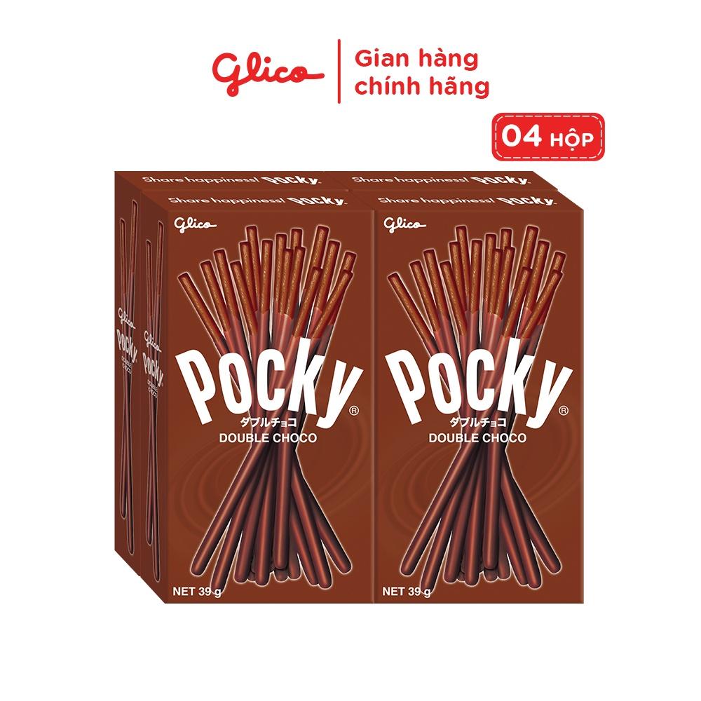 Bánh que socola GLICO Pocky Double Choco phủ kem socola (Combo 4 hộp)