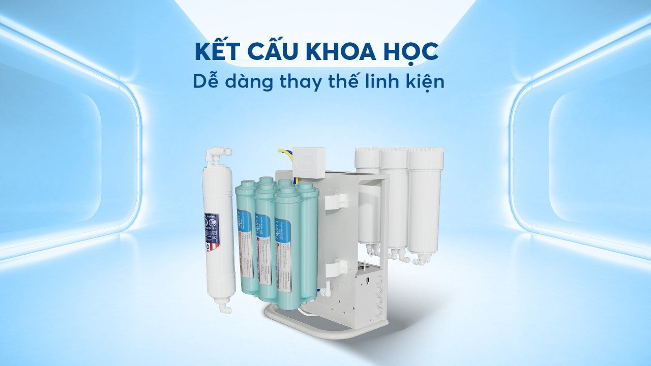 Máy lọc nước Karofi KAQ-U96 10 lõi lọc kết nối điện thoại thông minh, vòi nước hiển thị tình trạng máy - Hàng chính hãng bảo hành 3 năm