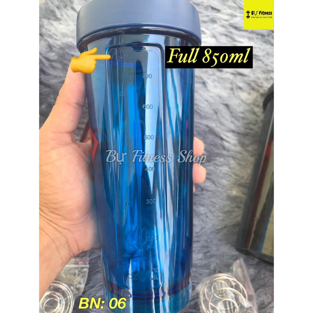 Bình lắc tập gym shaker siêu anh hùng, bình nước nhựa dung tích 850ml