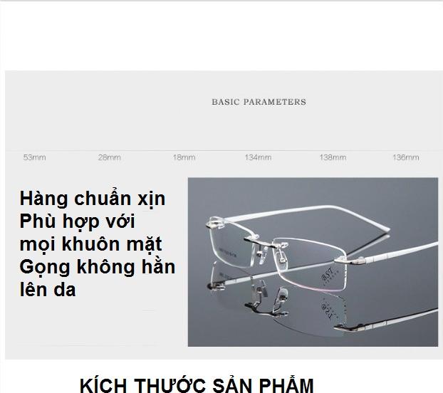 Gọng Kính Cận Thời Trang Nam Titan cao cấp gọng khoan nam tính cực sang Nhat ban đeo cực ôm và thời trang có thể thay mắt cận viễn loạn
