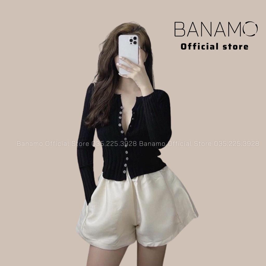 Hình ảnh Áo len tăm cúc dọc dài tay nhiều màu thời trang Banamo Fashion 3423