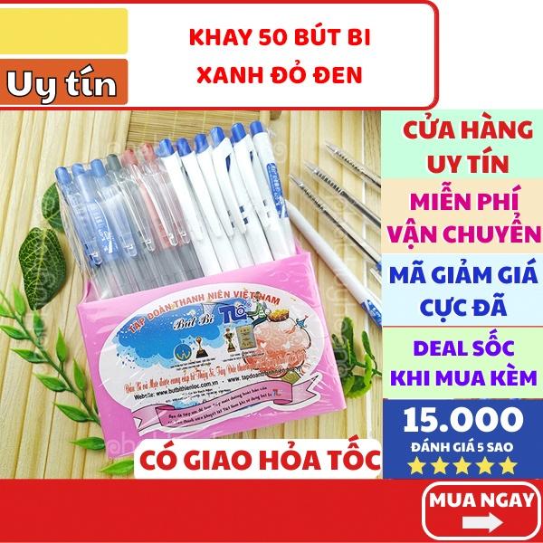 Khay 50 bút bi  ( 45 cây bút xanh 3 bút đỏ và 2 bút đen )