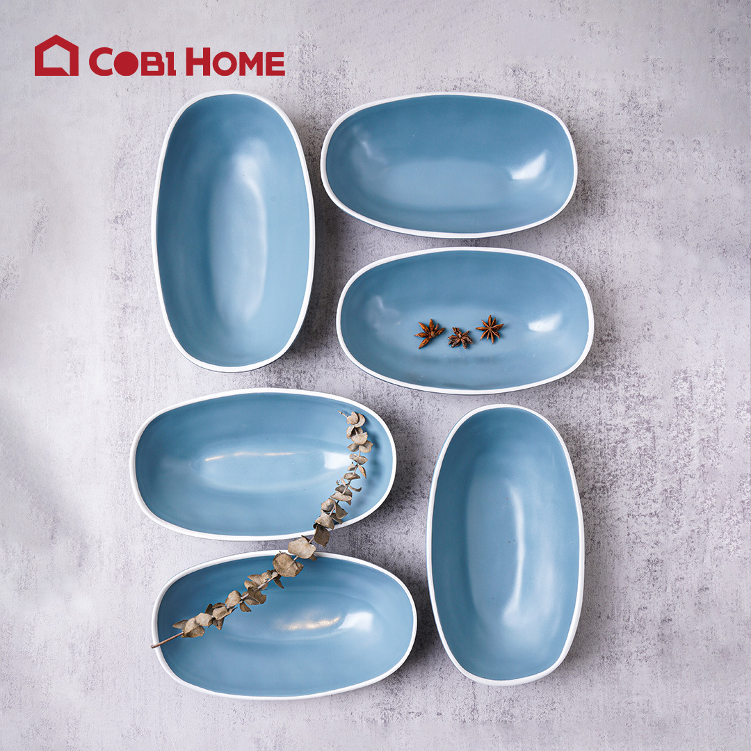 Dĩa sâu lòng cao cấp bằng melamine màu xanh