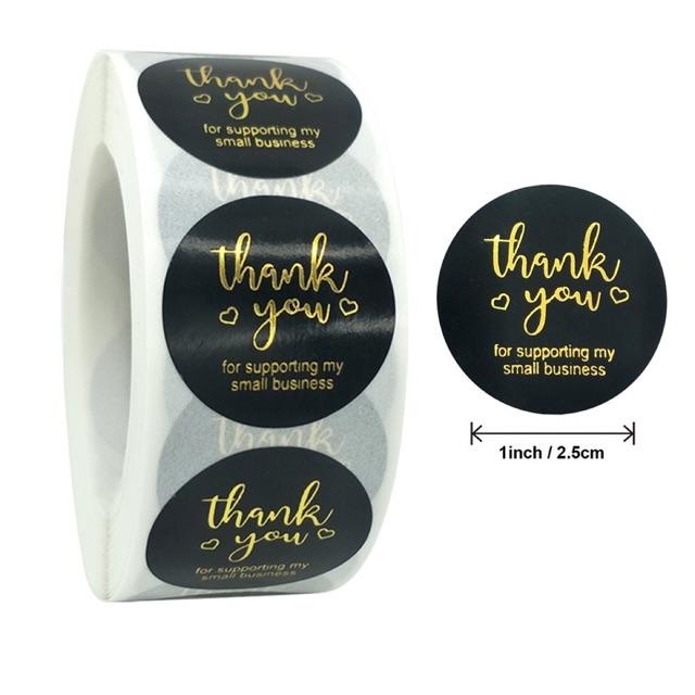 500 Sticker Thank You đóng gói hàng đường kính 2.5cm