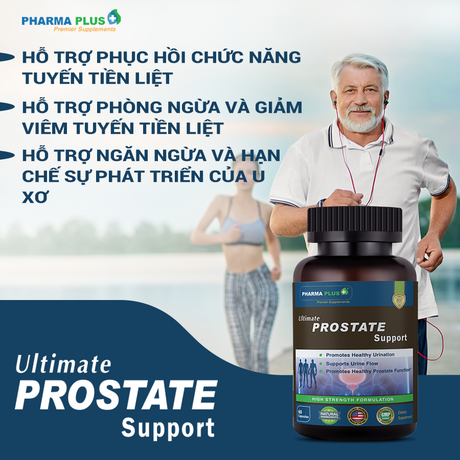 Viên Tiền Liệt Tuyến |Pharma Plus Ultimate Prostate Support - Chính Hãng | Giảm Tiểu Đêm, U Xơ - Lọ 60 Viên