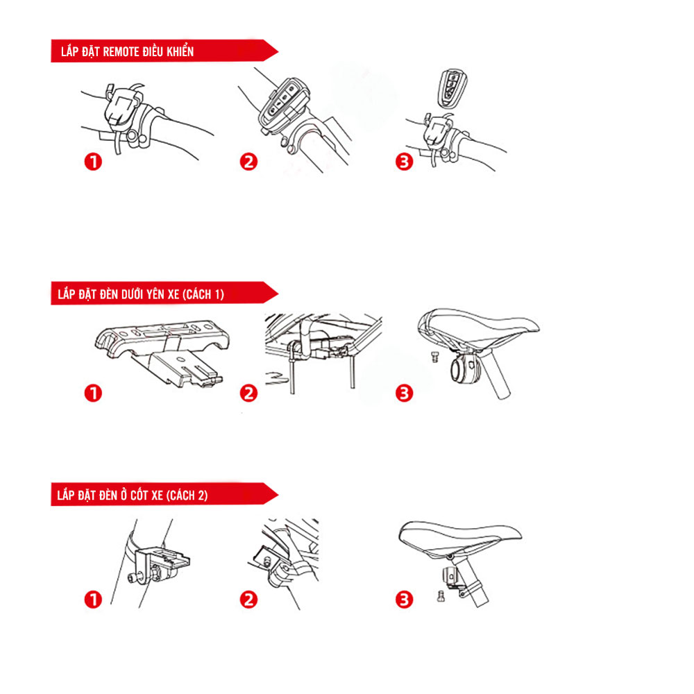 Đèn Sau Xe Đạp Thông Minh A8 Có Báo Động Trộm Xe Đạp Với Điều Khiển Từ Xa Cao Cấp Mai Lee