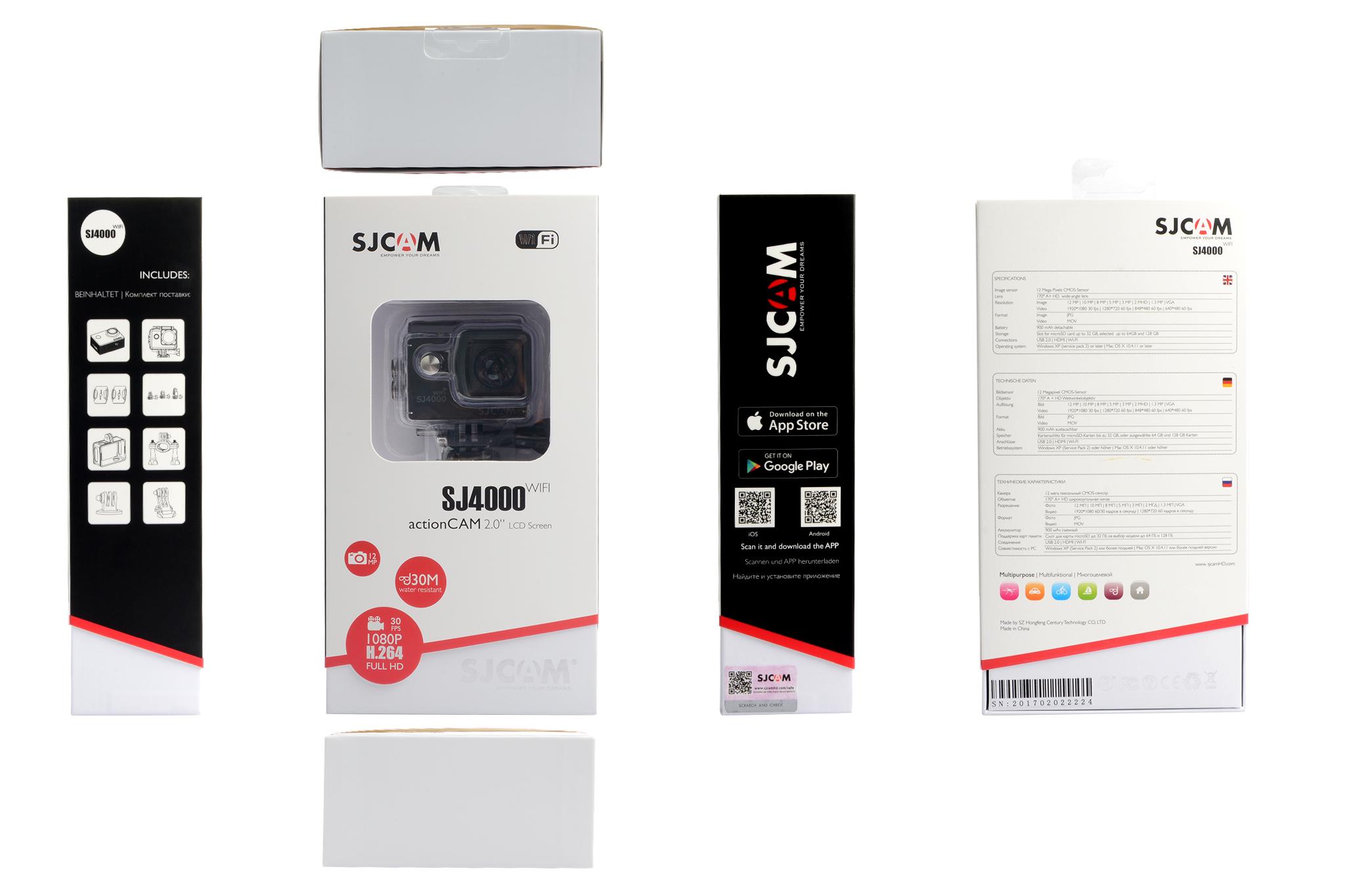 Máy ảnh hành động SJCAM SJ4000 WiFi gốc 2.0 inch màn hình LCD 2K 30fps góc 170 độ lặn 30m Máy quay phim chống thấm nước DV