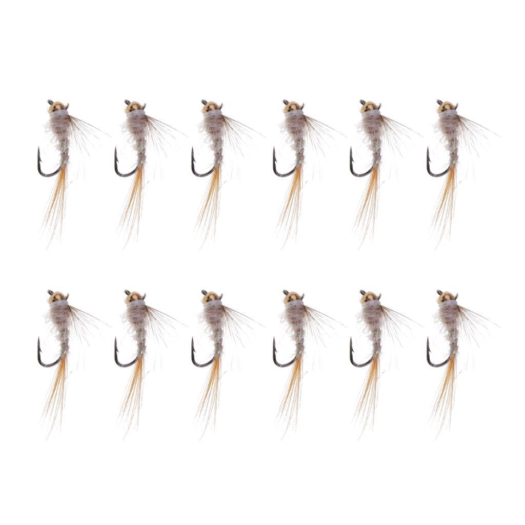 Fly Fishing Trout Flies Ribbed Ear Trout Wet Fly - Nymph with Brass Bead Head - One Dozen Wet Flies
