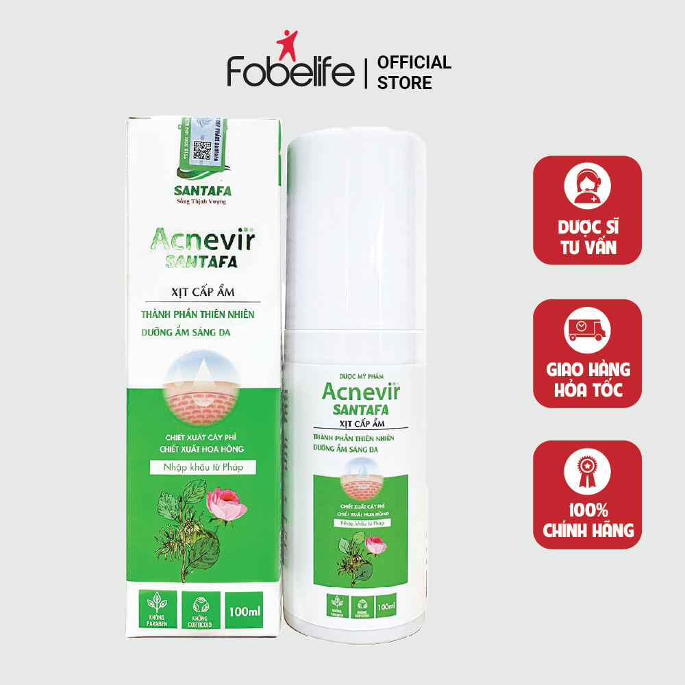 Chai xịt cấp ẩm &amp; sáng da từ thiên nhiên Acnevir Santafa- Chai/ 100ml