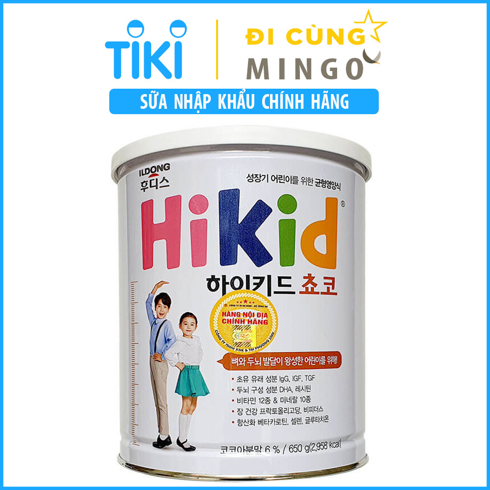 Sữa Hikid hương Chocolate 650g (1-9 tuổi) - Nhập khẩu Hàn Quốc